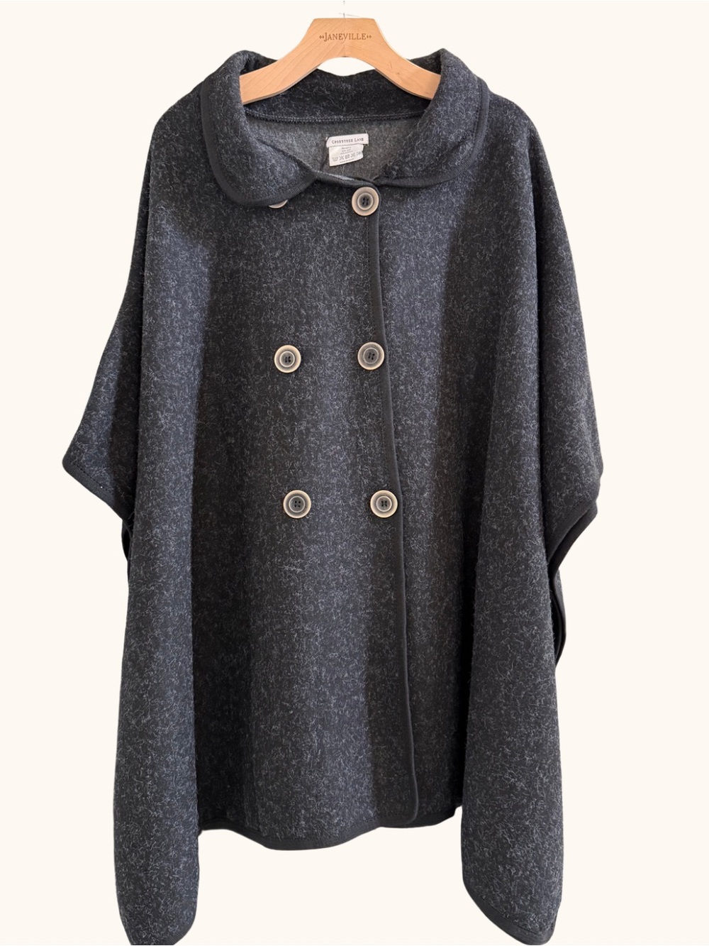 CrossTree Lane NWT Button Front Cape Poncho One Size Charcoal Gray